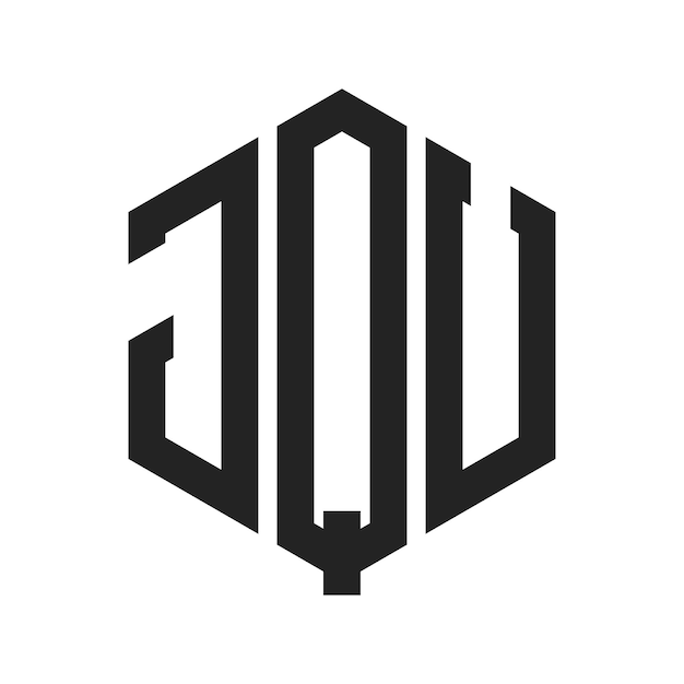 Diseño del logotipo de JQU Letra inicial JQU Monograma Logotipo con forma de hexágono