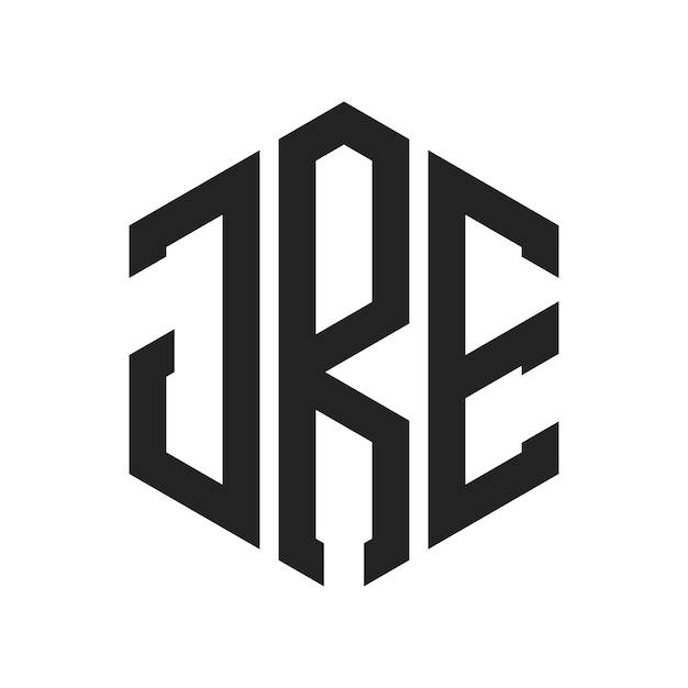 Diseño del logotipo JRE Letra inicial JRE Monograma Logotipo con forma de hexágono