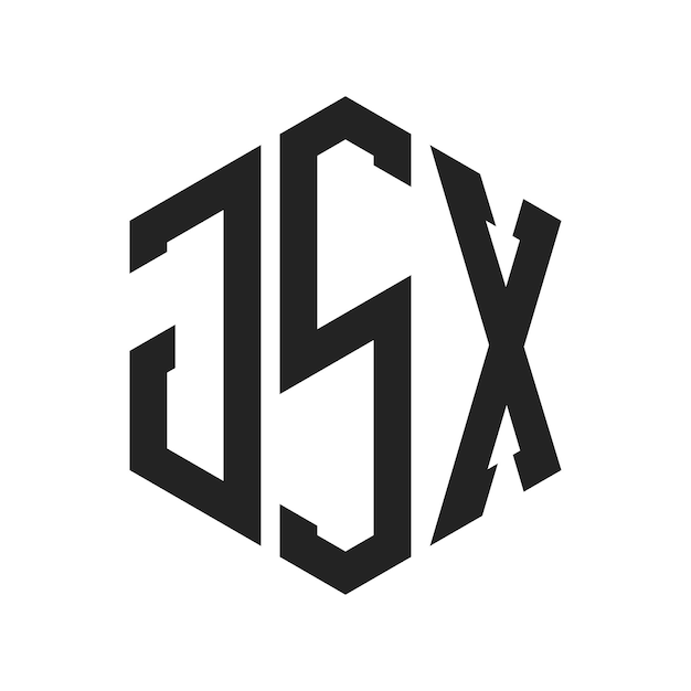 Diseño del logotipo JSX Letra inicial JSX Monograma Logotipo con forma de hexágono