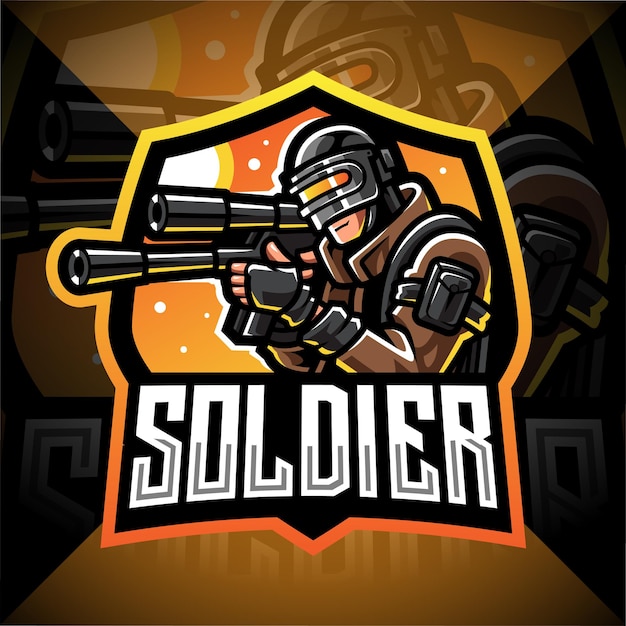 Diseño de logotipo de juego de esport de mascota de soldado