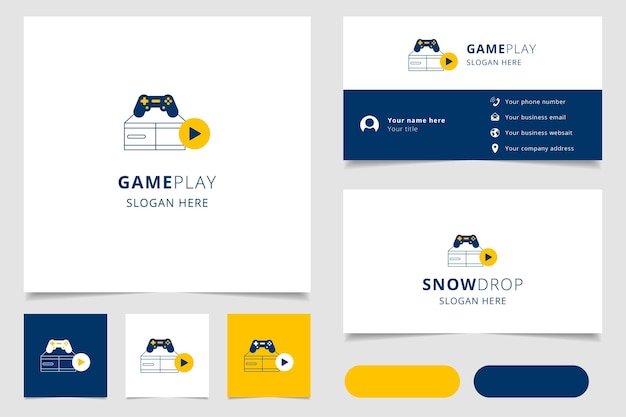 Diseño de logotipo de juego con libro de marca de eslogan editable y
