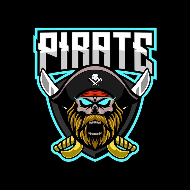 Diseño de logotipo de juego de mascota pirata calavera