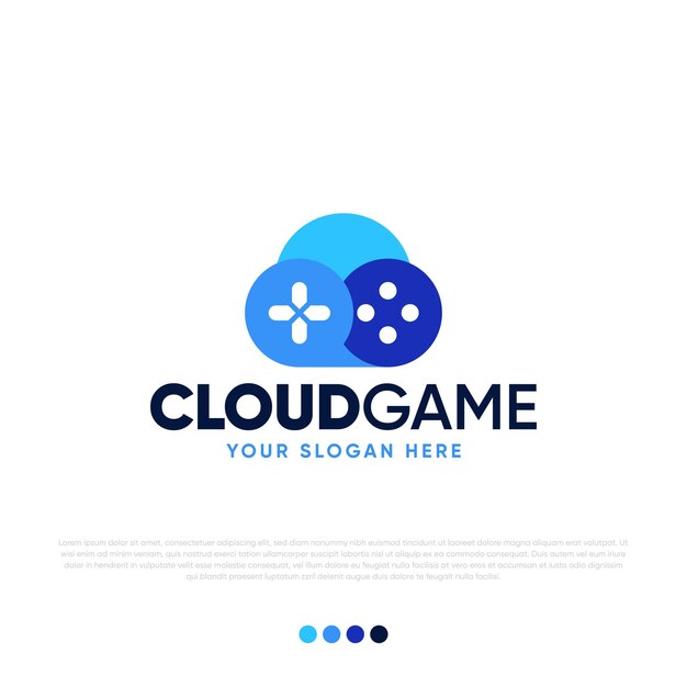 Diseño de logotipo de juego en la nube Vector Premium