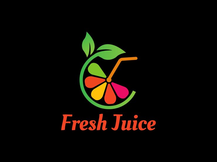 diseño de logotipo de jugo de fruta. plantilla de vector de logotipo de bebida fresca