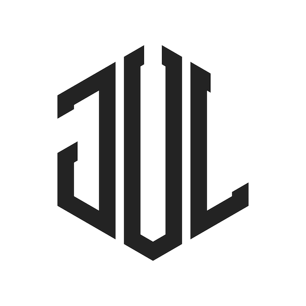 Diseño del logotipo JUL Letra inicial JUL Monograma Logotipo con forma de hexágono