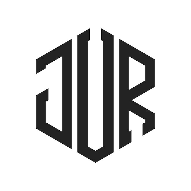 Diseño del logotipo JUR Letra inicial JUR Monograma Logotipo con forma de hexágono
