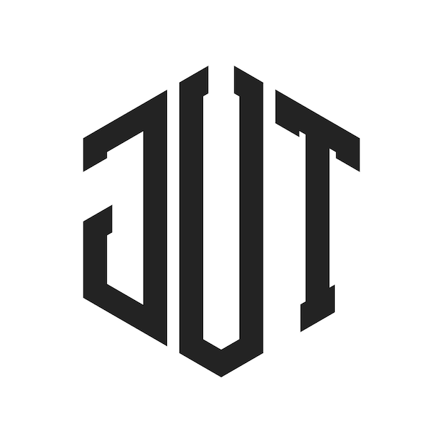 Diseño del logotipo de JUT Letra inicial JUT Monograma Logotipo con forma de hexágono