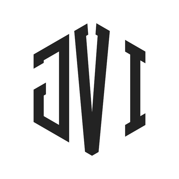 Diseño del logotipo JVI Letra inicial JVI Monograma Logotipo con forma de hexágono