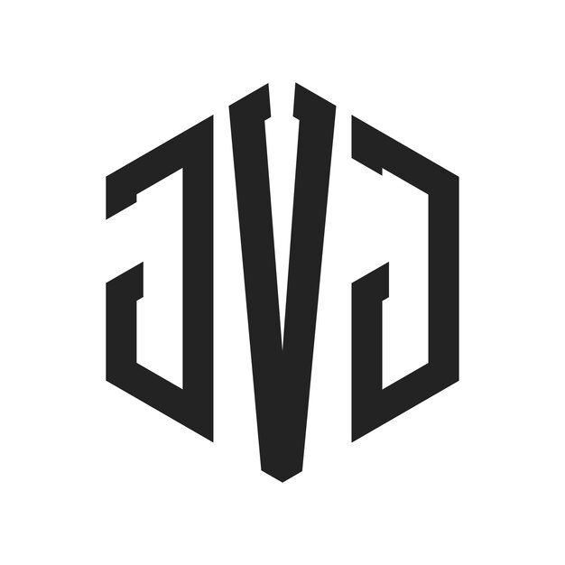 Diseño del logotipo de JVJ Letra inicial JVJ Monograma Logotipo con forma de hexágono