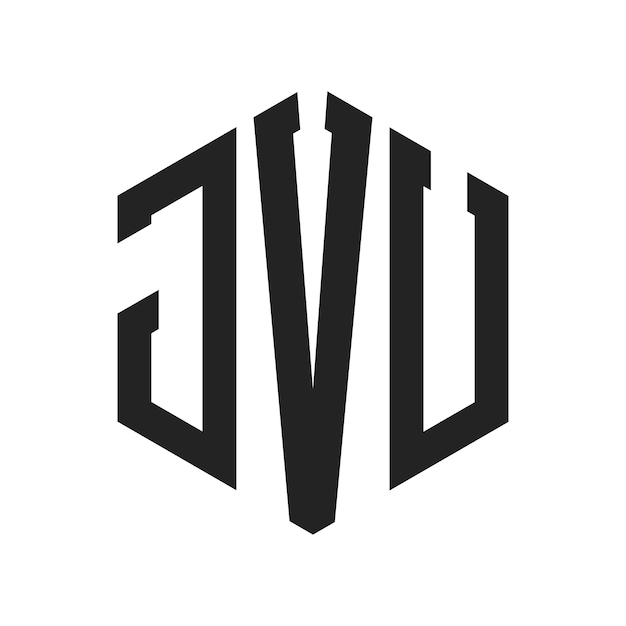 Diseño del logotipo de JVU Letra inicial JVU Monograma Logotipo con forma de hexágono