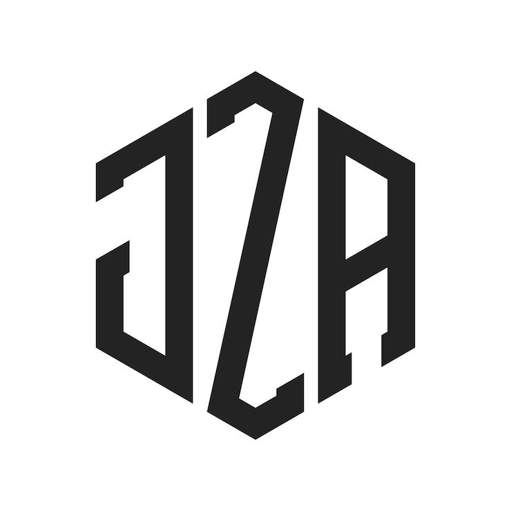 Vector diseño del logotipo de jza letra inicial jza monograma logotipo con forma de hexágono