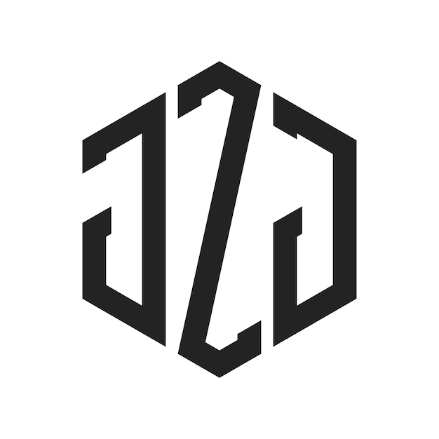 Diseño del logotipo de JZJ Letra inicial JZJ Monograma Logotipo con forma de hexágono