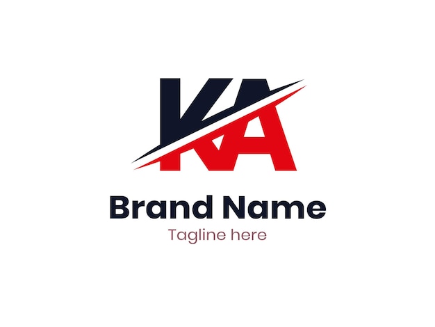 Diseño del logotipo KA vectorial dividido por línea plantilla del logotipoKA con color rojo y negro AK logotipo letra AK
