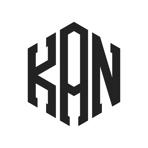 Diseño del logotipo de KAN Letra inicial Logotipo del monograma de KAN con forma de hexágono