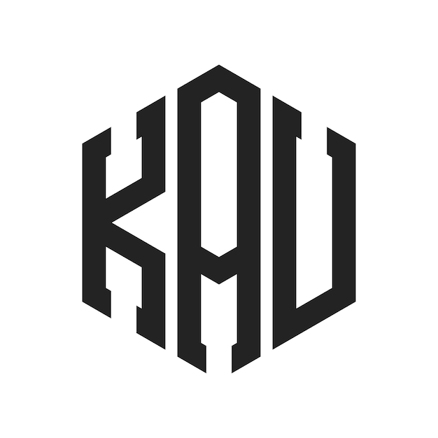 Diseño del logotipo de la KAU Letra inicial del logotipo del monograma de la KUU en forma de hexágono