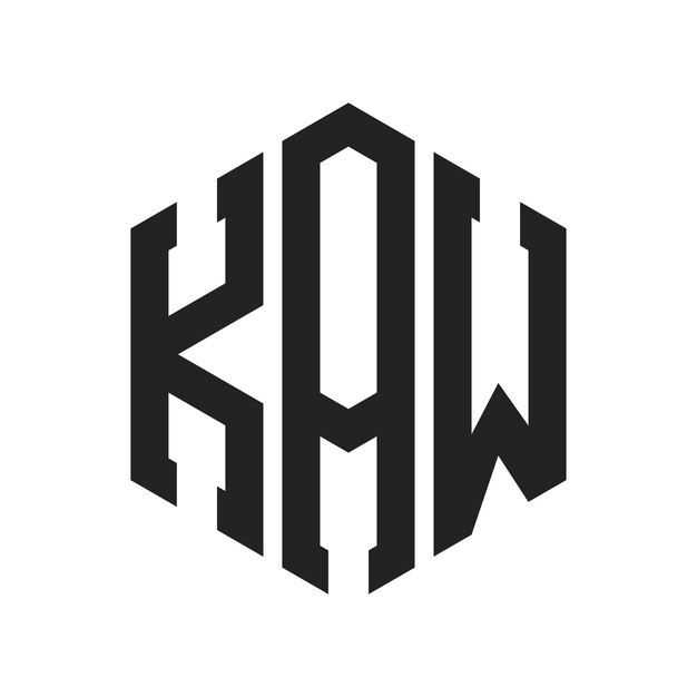 Diseño del logotipo KAW Letra inicial KAW Monograma Logotipo con forma de hexágono