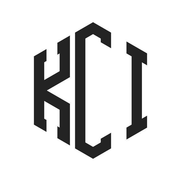 Diseño del logotipo KCI Letra inicial KCI Monograma Logotipo con forma de hexágono