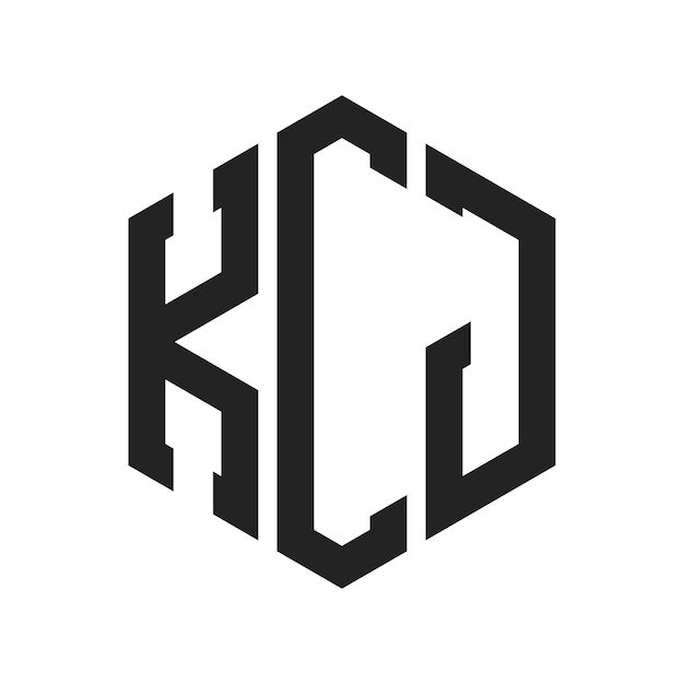 Diseño del logotipo de KCJ Letra inicial Monograma de KCJ Logotipo con forma de hexágono