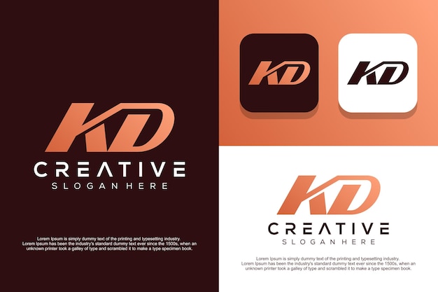 Diseño de logotipo KD de letra de monograma abstracto