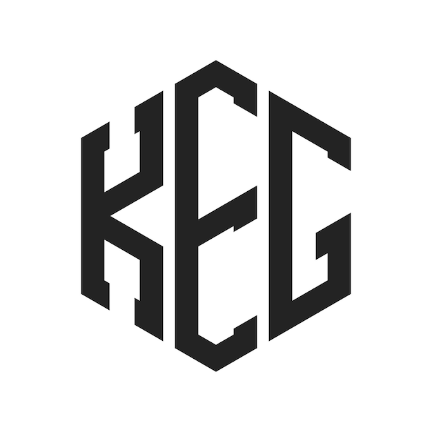 Diseño del logotipo de KEG Letra inicial KEG Monograma Logotipo con forma de hexágono