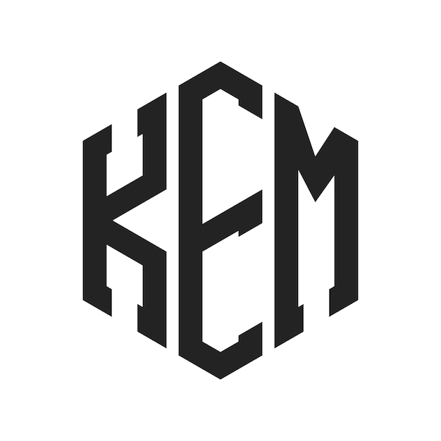 Diseño del logotipo KEM Letra inicial KEM Monograma Logotipo con forma de hexágono