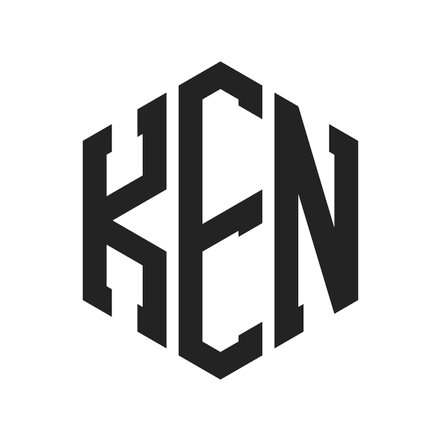 Diseño del logotipo KEN Letra inicial KEN Monograma Logotipo con forma de hexágono