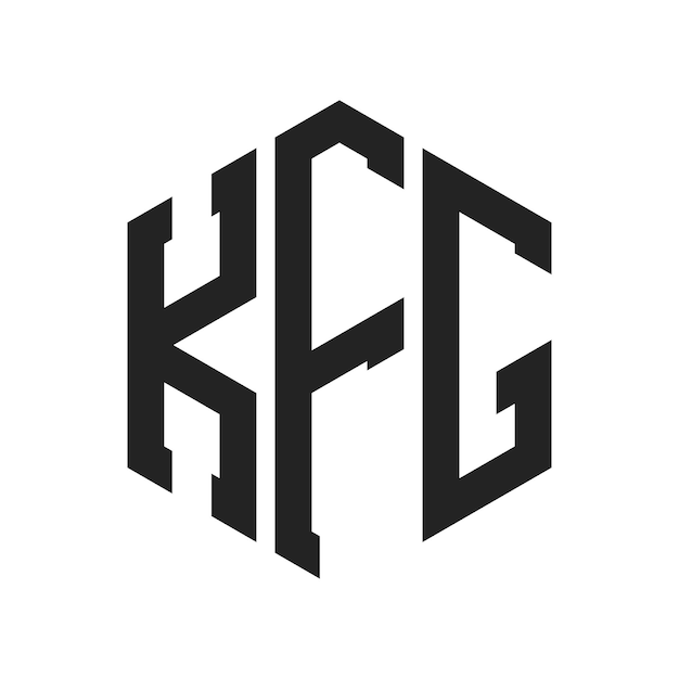 Diseño del logotipo de KFG Letra inicial KFG Monograma Logotipo con forma de hexágono