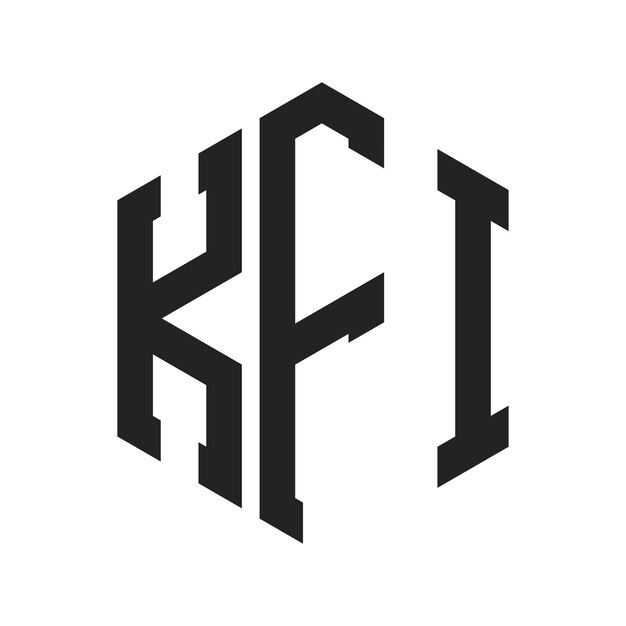 Diseño del logotipo de KFI Letra inicial KFI Monograma Logotipo con forma de hexágono