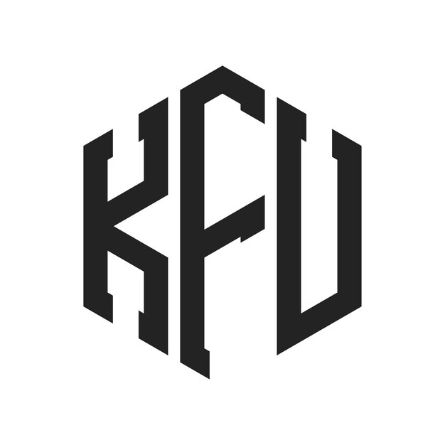 Diseño del logotipo de KFU Letra inicial KFU Monograma Logotipo con forma de hexágono