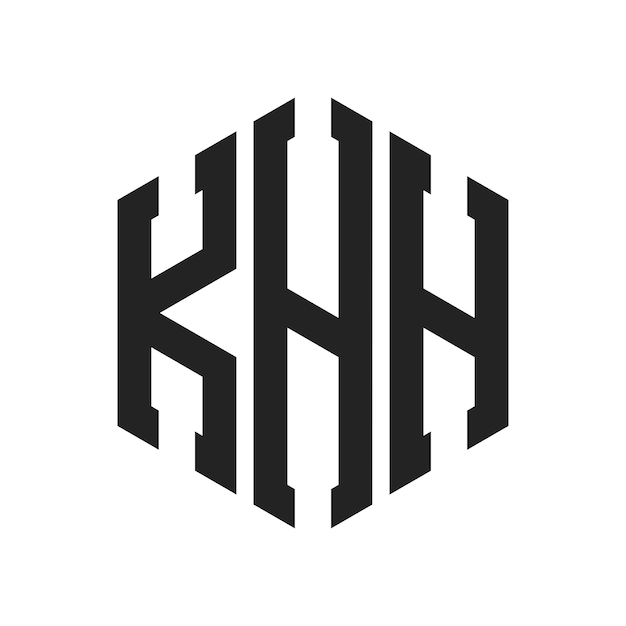 Diseño del logotipo KHH Letra inicial KHH Monograma Logotipo con forma de hexágono
