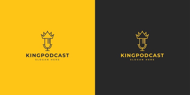 Vector diseño de logotipo king of podcast