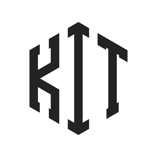 Diseño del logotipo de KIT Letra inicial KIT Monograma Logotipo con forma de hexágono