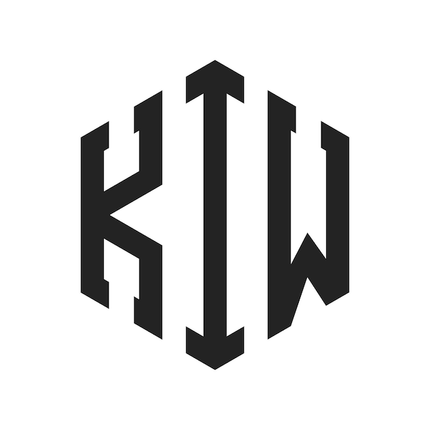 Diseño del logotipo KIW Letra inicial KIW Monograma Logotipo con forma de hexágono