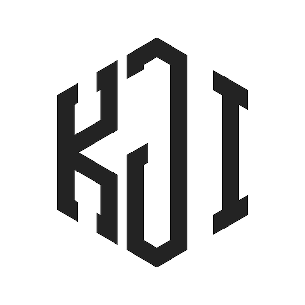 Diseño del logotipo KJI Letra inicial KJI Monograma Logotipo con forma de hexágono