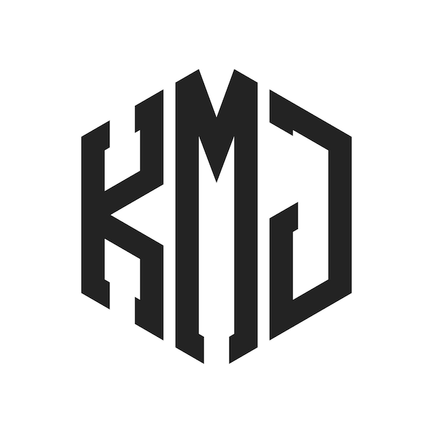 Diseño del logotipo KMJ Letra inicial KMJ Monograma Logotipo con forma de hexágono