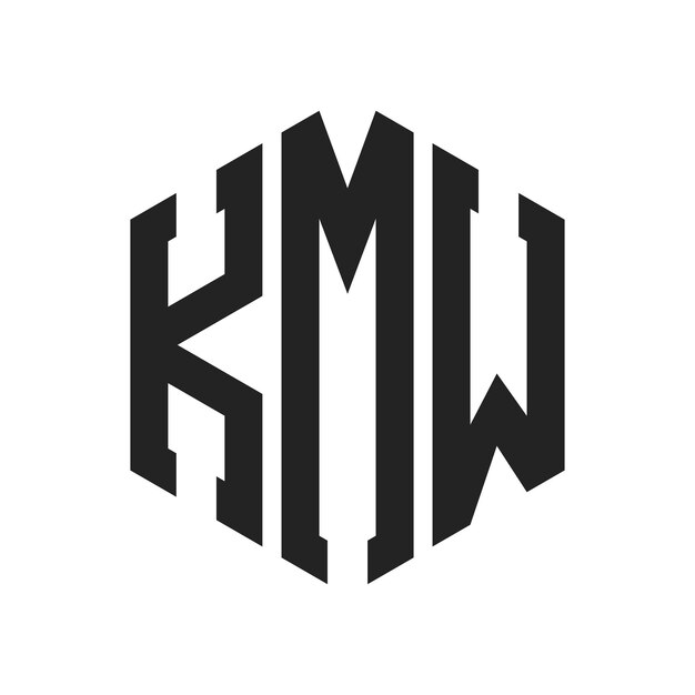 Diseño del logotipo KMW Letra inicial KMW Monograma Logotipo con forma de hexágono