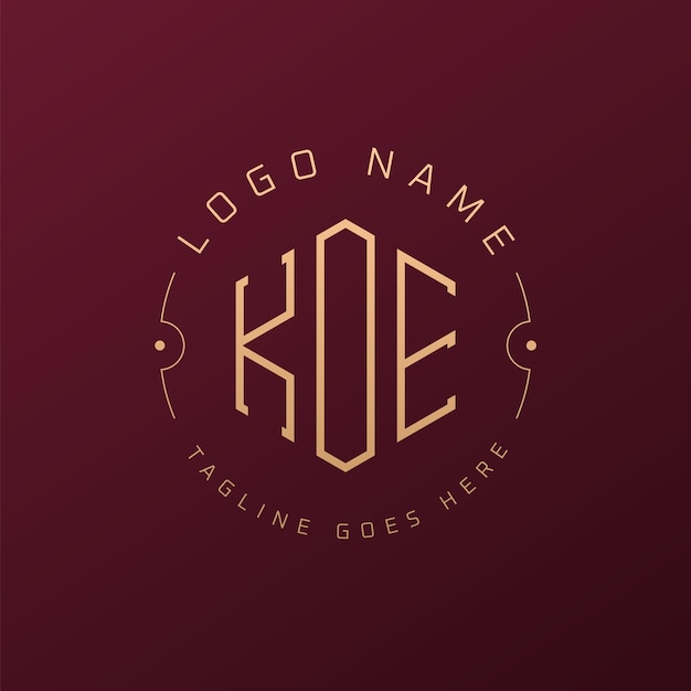 Diseño de logotipo KOE de lujo Letra elegante KOE Monograma Logotipo minimalista Poligono KOE Templata de diseño de logotipo