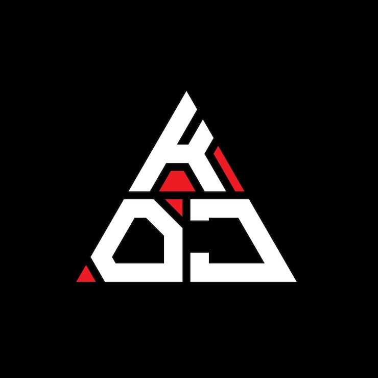 Vector el diseño del logotipo koj triángulo con forma de triángulo koj diseño de logotipo triángulo monograma koj modelo de logotipo vectorial triángulo de color rojo koj logotipo triangular sencillo elegante y lujoso