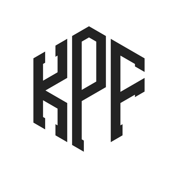 Diseño del logotipo KPF Letra inicial KPF Monograma Logotipo con forma de hexágono