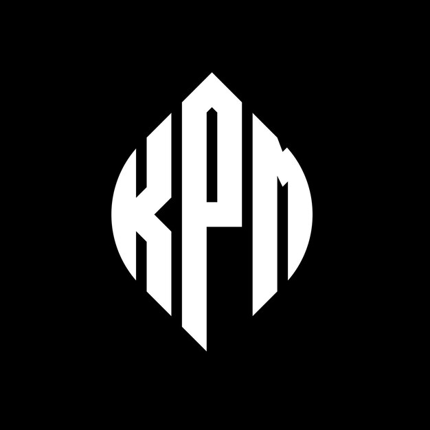 El diseño del logotipo de KPM con letras en círculo y forma de elipse KPM letras en elipse con estilo tipográfico Las tres iniciales forman un logotipo de círculo KPM círculo emblema monograma abstracto letra marca vector