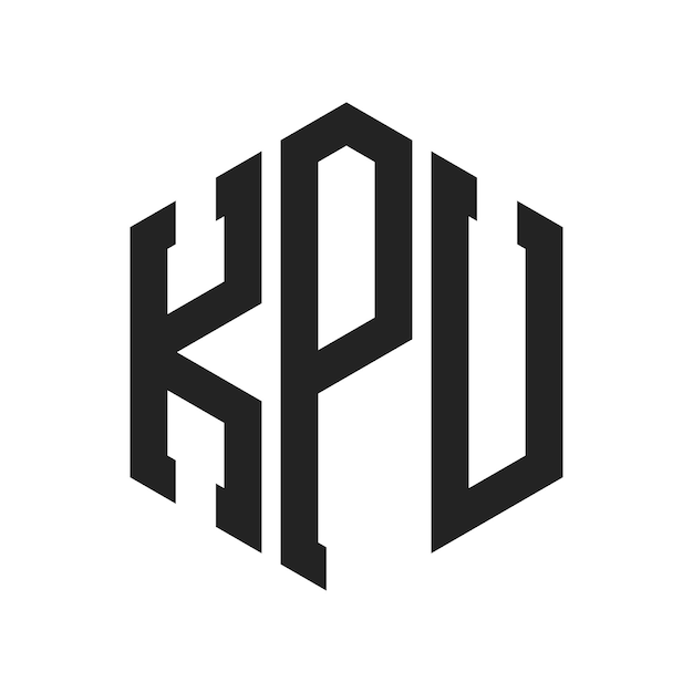Diseño del logotipo de KPU Letra inicial Monograma de KPU Logotipo con forma de hexágono