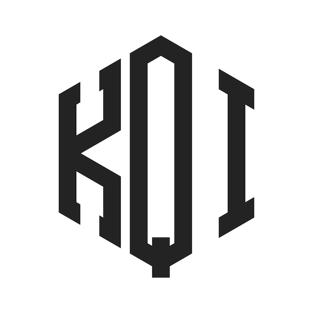 Diseño del logotipo de KQI Letra inicial Logotipo del monograma KQI con forma de hexágono