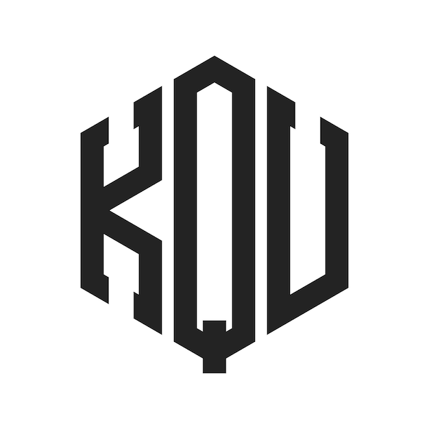 Diseño del logotipo de KQU Letra inicial KQU Monograma Logotipo con forma de hexágono