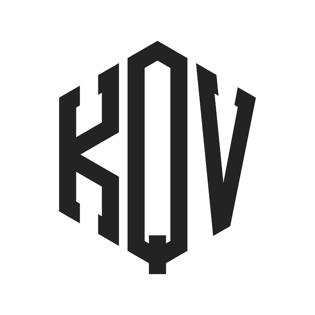 Diseño del logotipo KQV Letra inicial KQV Monograma Logotipo con forma de hexágono