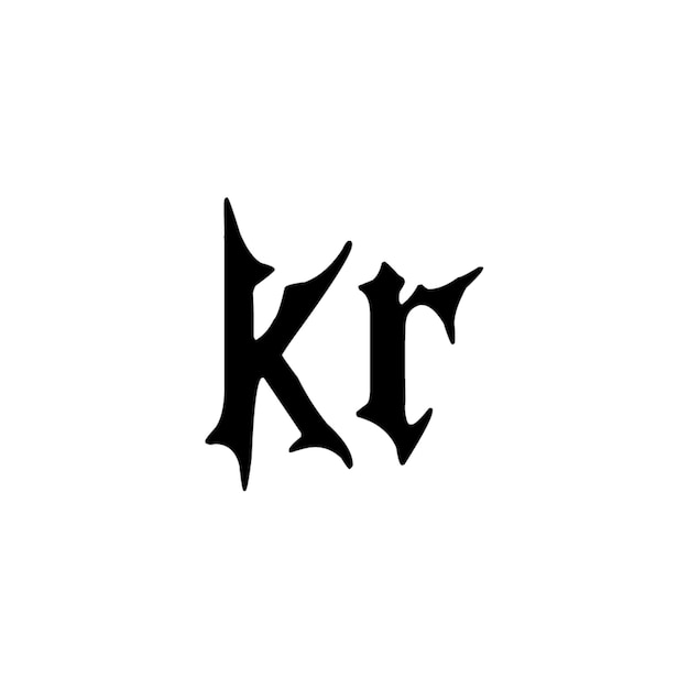 El diseño del logotipo KR monograma letra texto nombre símbolo monocromático logotipo alfabeto carácter simple logotipo