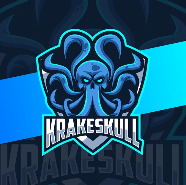 Diseño de logotipo de kraken skull mascot esport