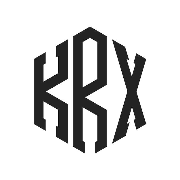 Diseño del logotipo KRX Letra inicial KRX Monograma Logotipo con forma de hexágono