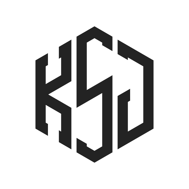 Diseño del logotipo KSJ Letra inicial KSJ Monograma Logotipo con forma de hexágono