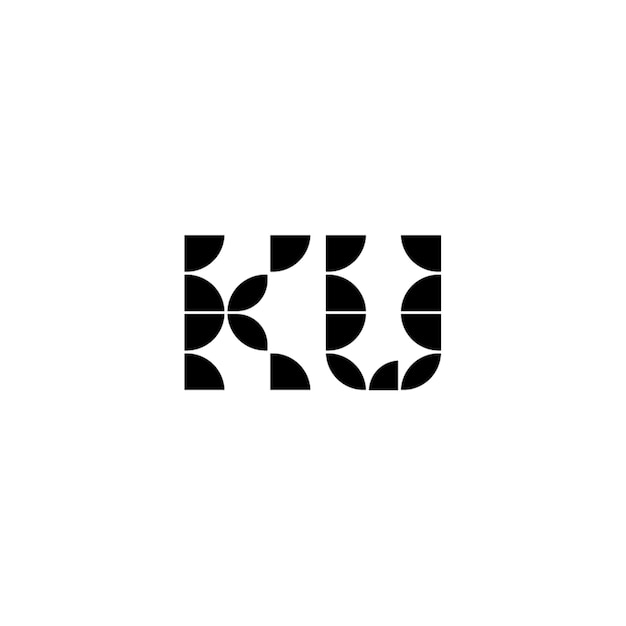 El diseño del logotipo KU monograma letra texto nombre símbolo monocromático logotipo alfabeto carácter logotipo simple