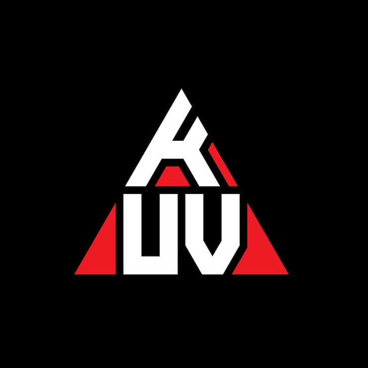 Vector el diseño del logotipo kuv triángulo con forma de triángulo kuv diseño de logotipo triángulo monograma kuv modelo de logotipo vectorial triángulo de color rojo kuv logotipo triangular sencillo elegante y lujoso